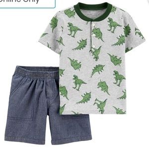 Dinosaur Jersey Henley & Chambray Short Set  5T